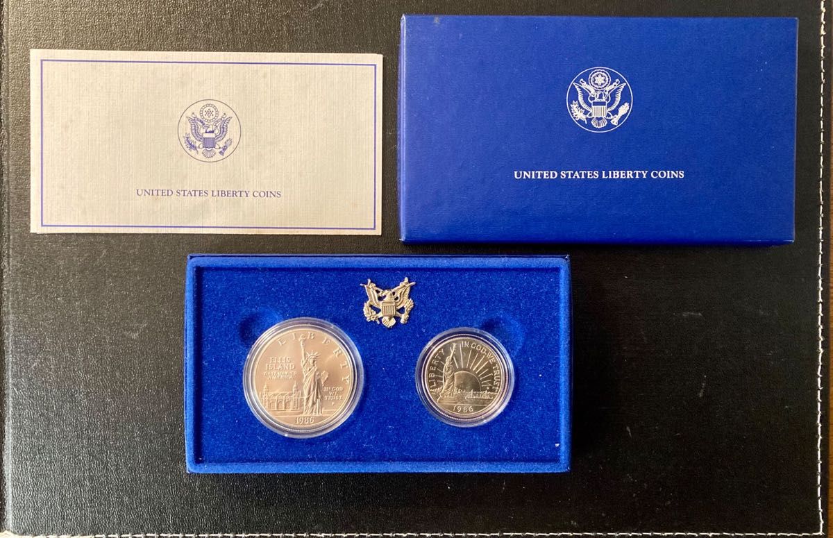 アメリカ自由の女神像建立100周年記念 1986年 銀貨&銅貨セット 美品
