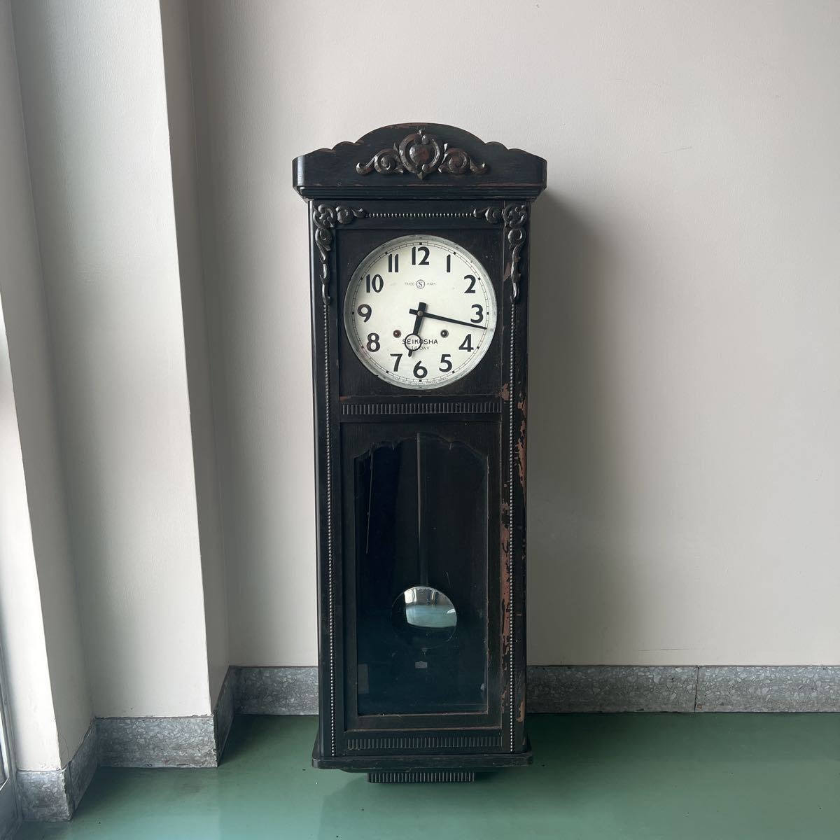 ◇麦◇「古い時計 A」柱時計 精工舎 昭和レトロ 235×420×