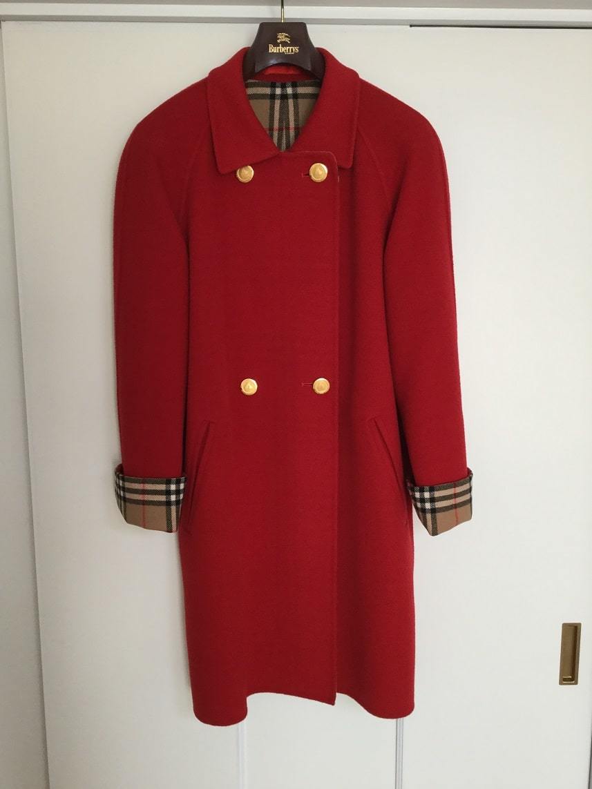 バーバリー コート 7号 ウール ダブルフェイス レディース 裏チェック