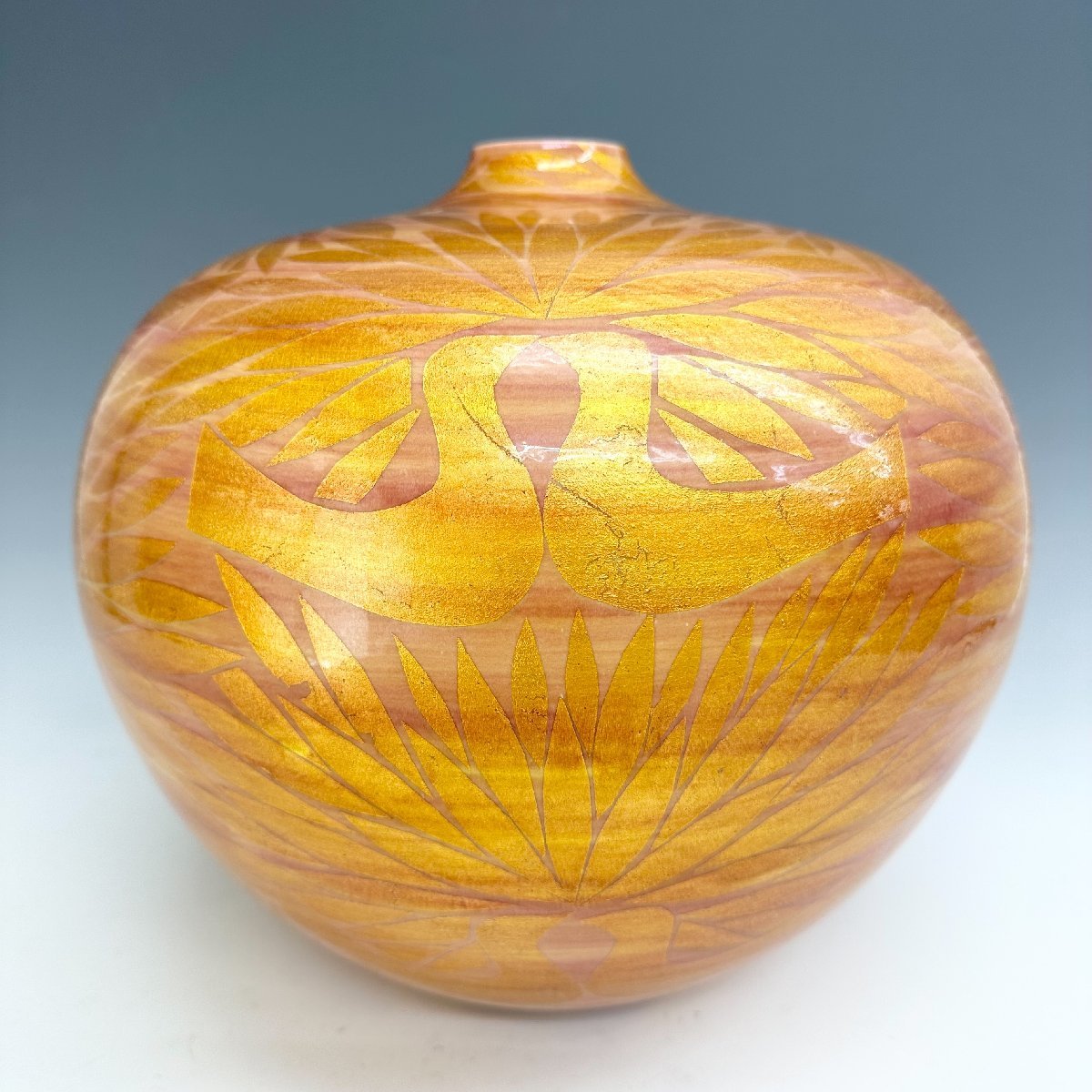 小野 珀子 釉裏金彩 水滴 共箱有り 県重要無形文化財 人気作品 名品