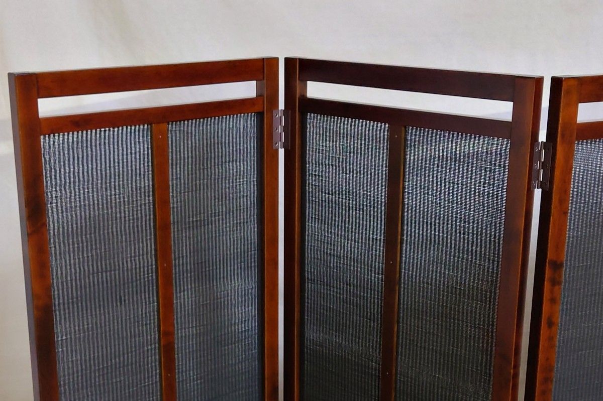 ダークブラウン 木製パーテーション 3パネル木製パネルシステム