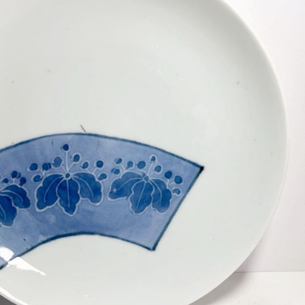 江戸時代 前期 古伊万里 藍九谷 染付 墨弾き縁 花鳥文 皿 小皿 飾皿