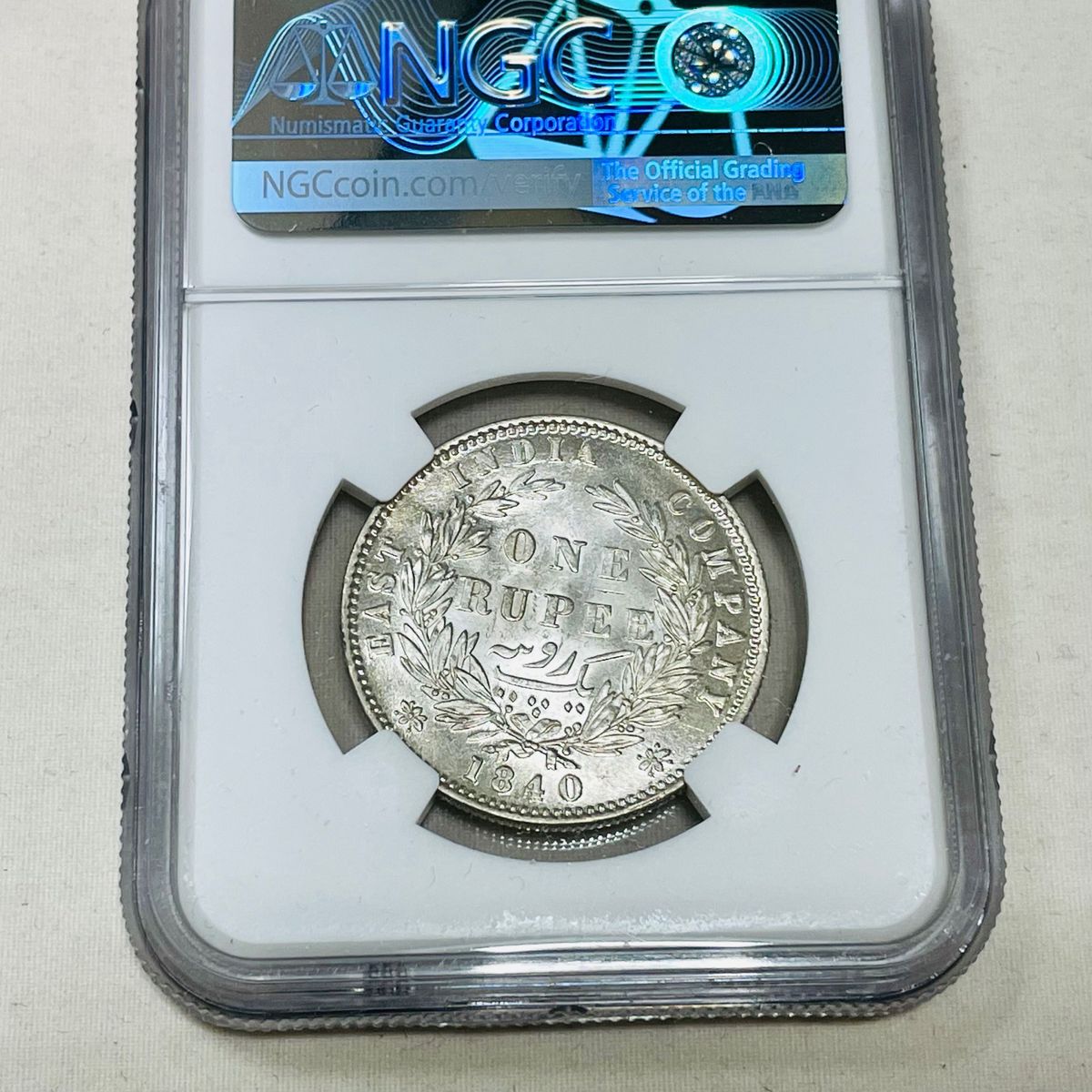 1840 イギリス領インド 1ルピー銀貨 ヤングヘッドヴィクトリア MS61 B