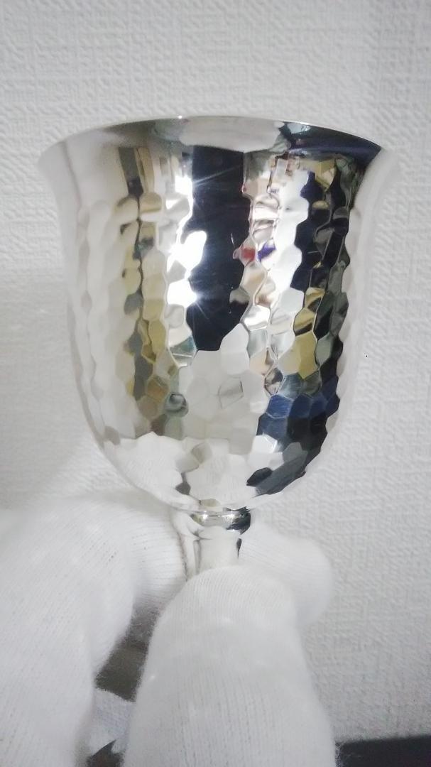 人間国宝 鍛金家 奥山峰石 銀製グラス silver杯 鎚目打ちワイングラス