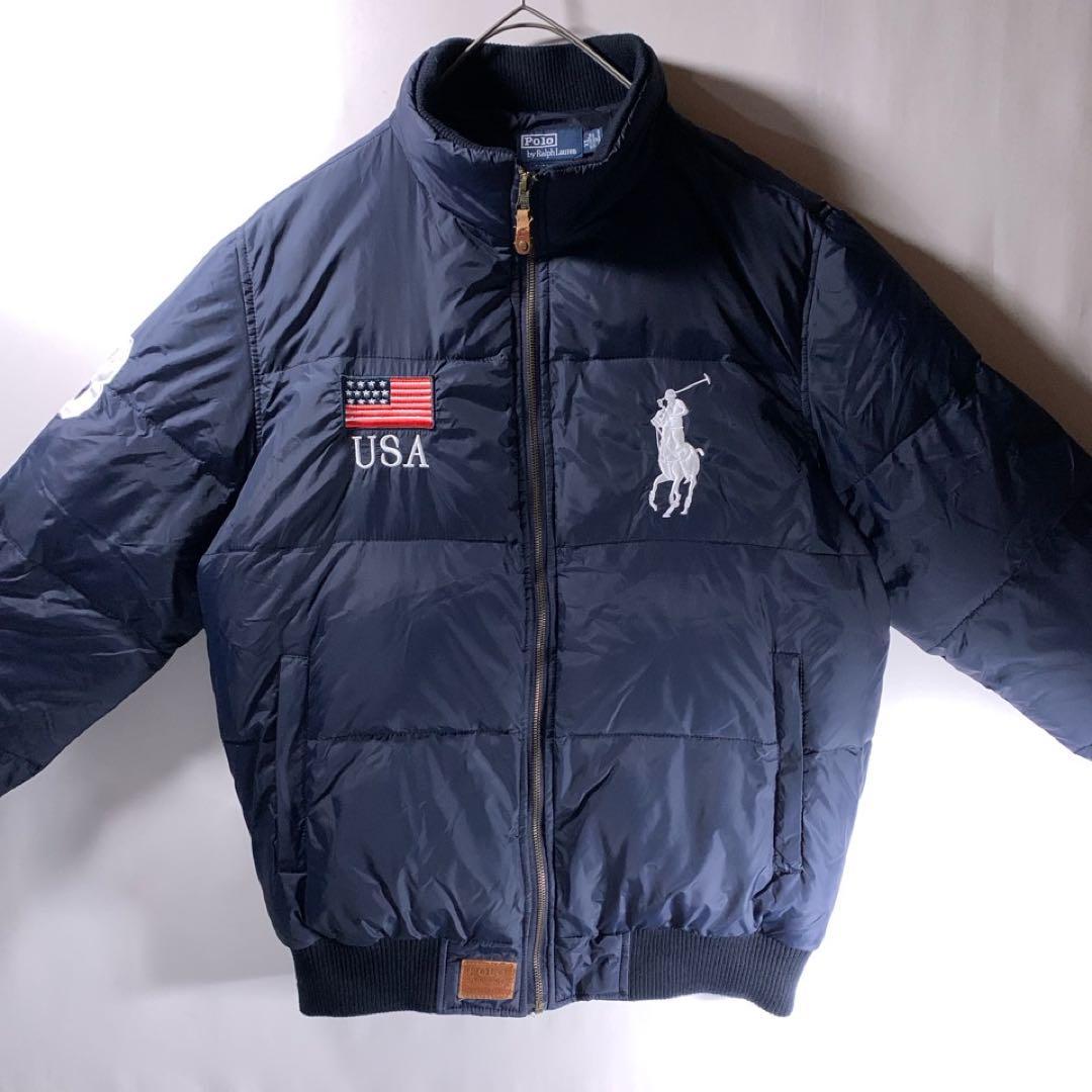 ポロラルフローレン ダウンジャケット ネイビー XL ビッグポニー 刺繍