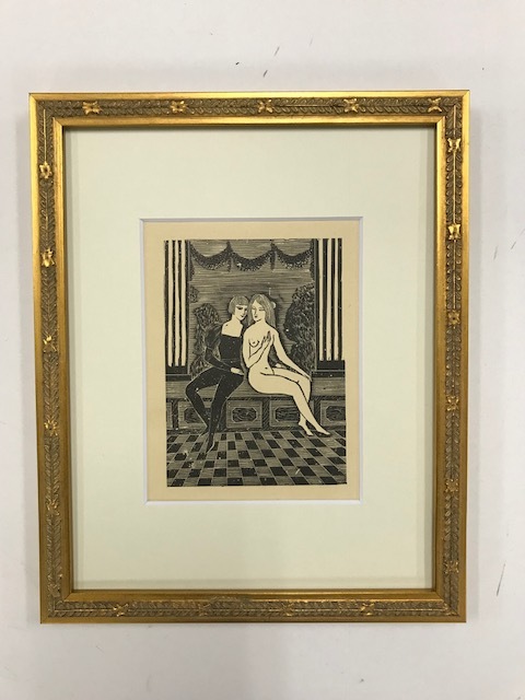 H藤田嗣治のオリジナル木版画・1925年製作 本物保証 F藤田嗣治の