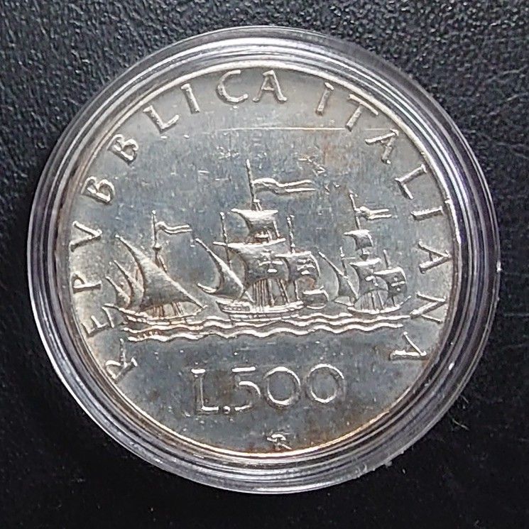 イタリア500リラ銀貨 1966年 MS64 イタリア 1966年 MS64 S・マリア号と