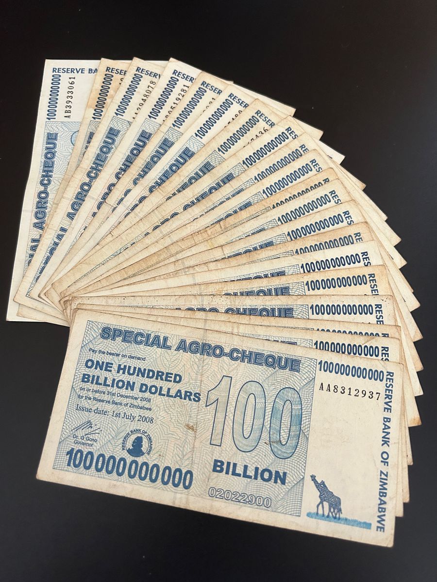 旧紙幣ジンバブエドル アグロチェック 1000億ドル 10枚 ジンバブエドル