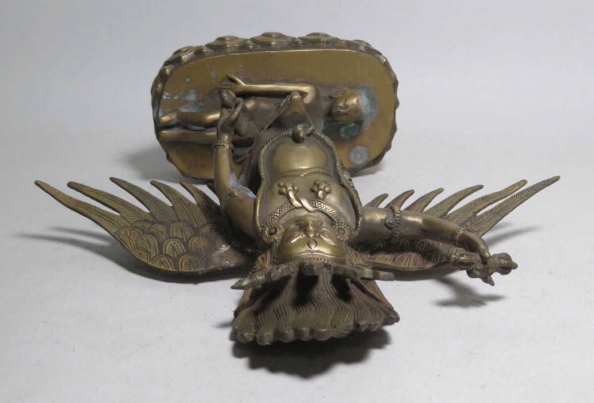 仏像 大鵬金翅鳥 高さ7.2cm ミニ 携帯 真鍮 置物 黄銅 仏壇 開運