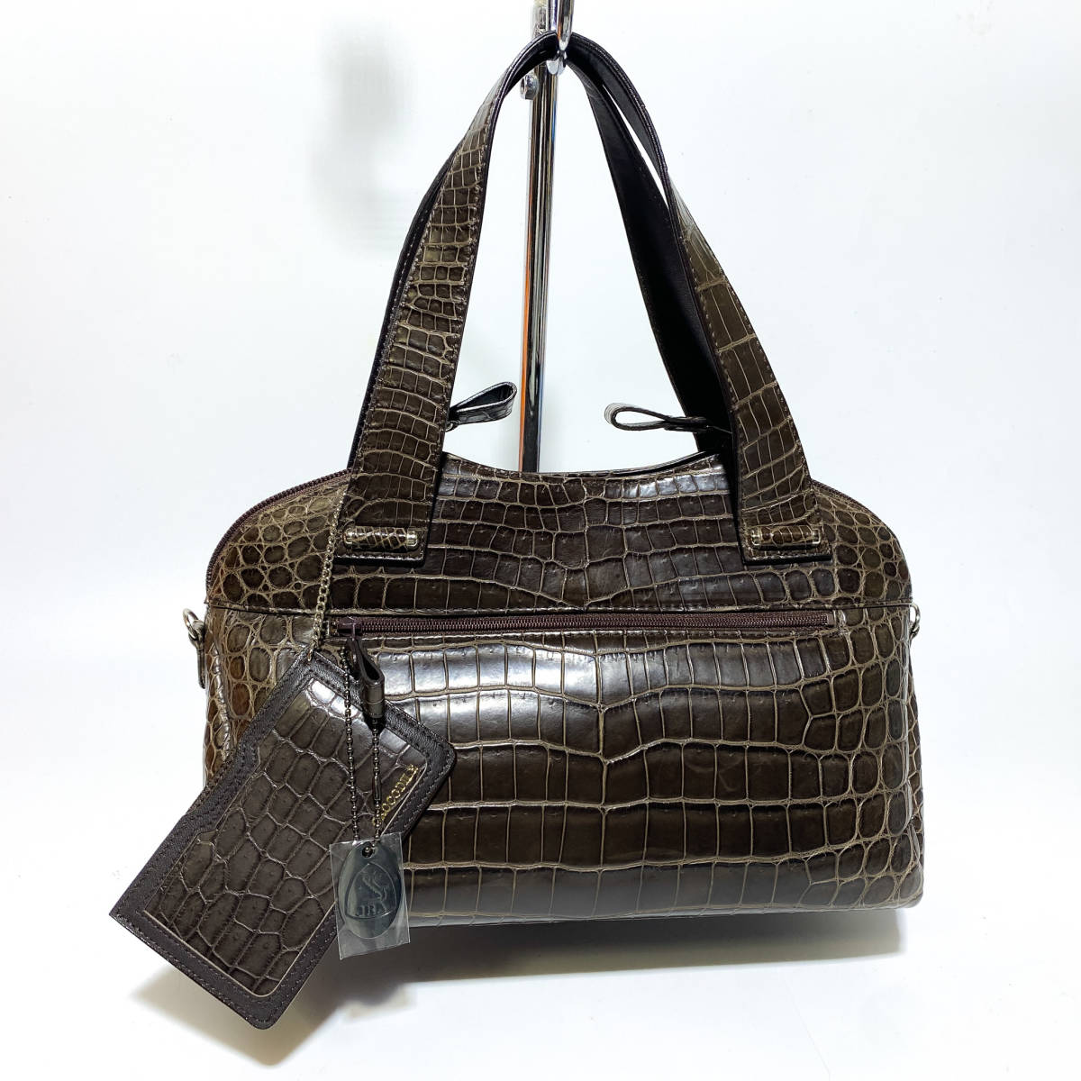希少】クロコダイル 高級 ハンドバッグ JRA認定 織りネーム付き 2WAY