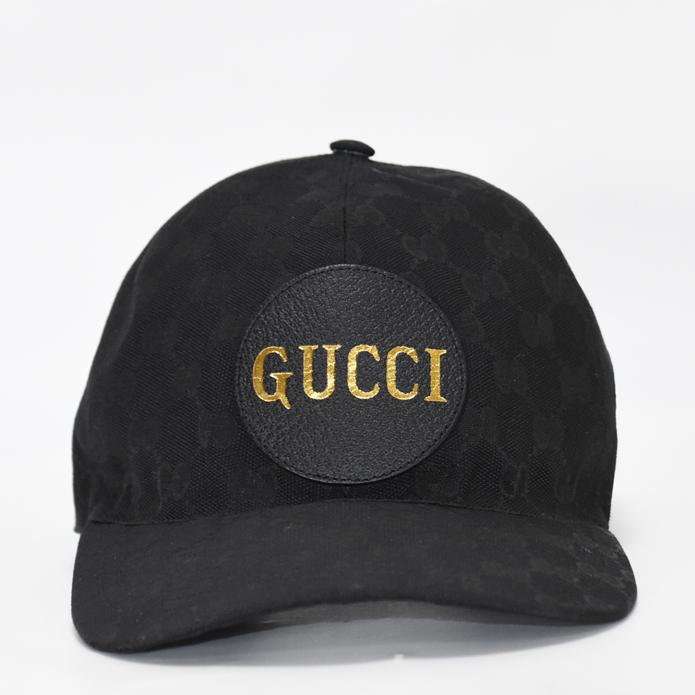 GUCCI ベースボールキャップGG柄レザーロゴワッペンsizeL