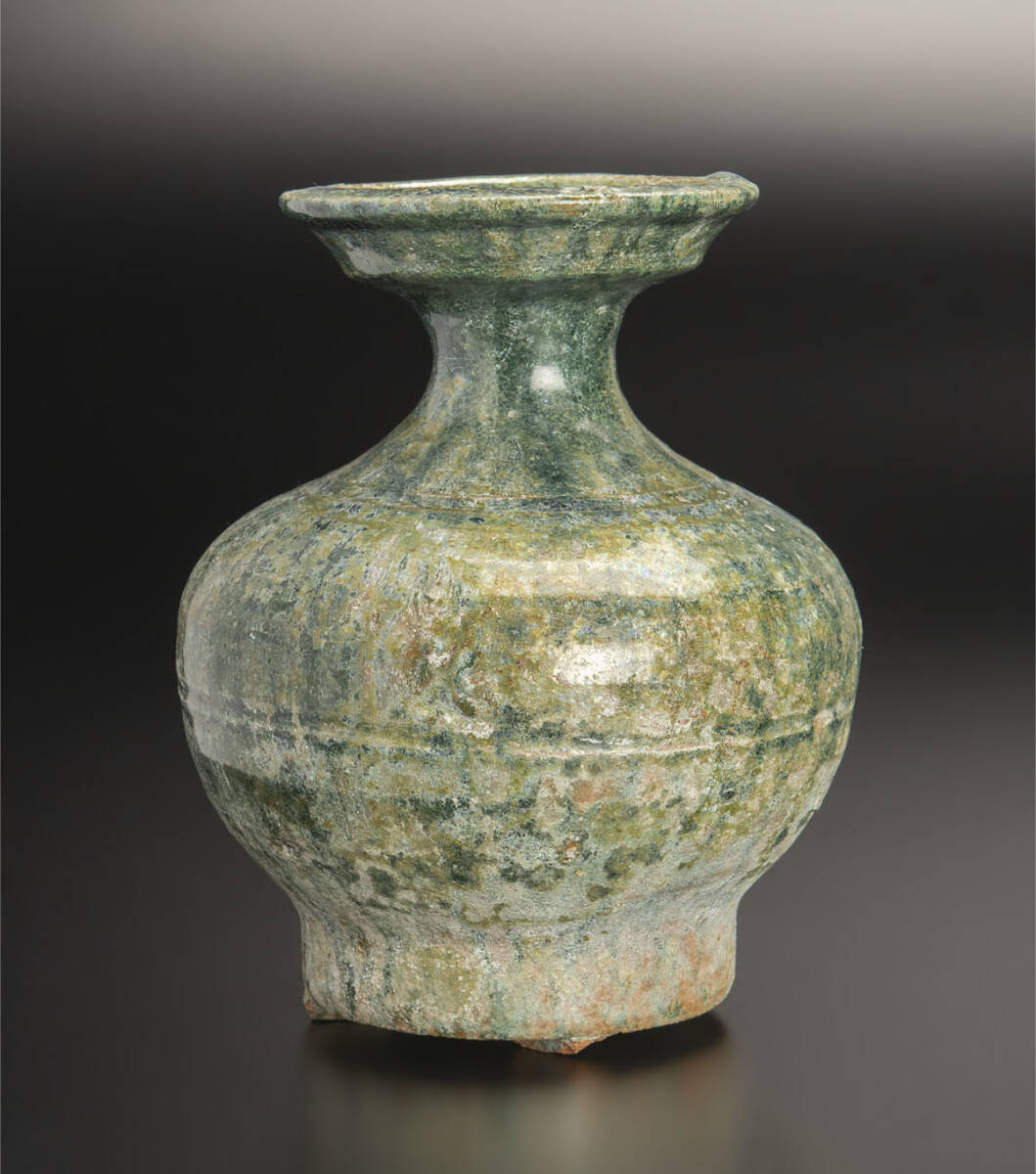 DT662 中国美術 銀化 漢緑釉壷 古陶磁 漢 漢緑釉壷