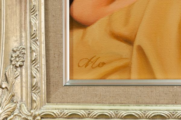 裸婦、美人画、油彩8号、しなりK山本英二、額縁、真作、肉筆、高塚