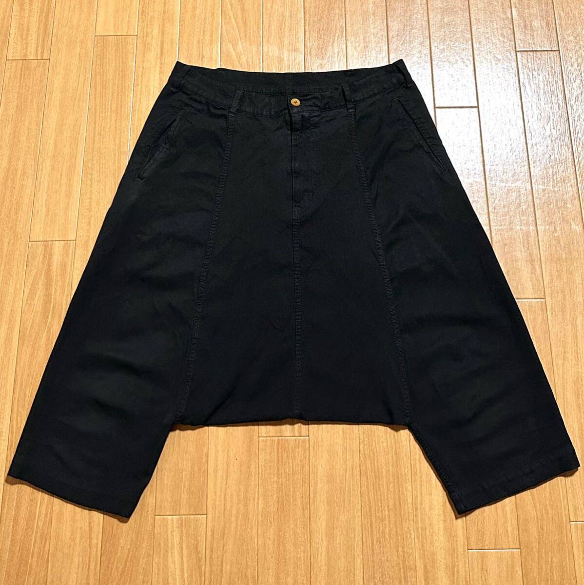 black ブラック コムデギャルソン ポリ縮絨 サルエルパンツ Lサイズ