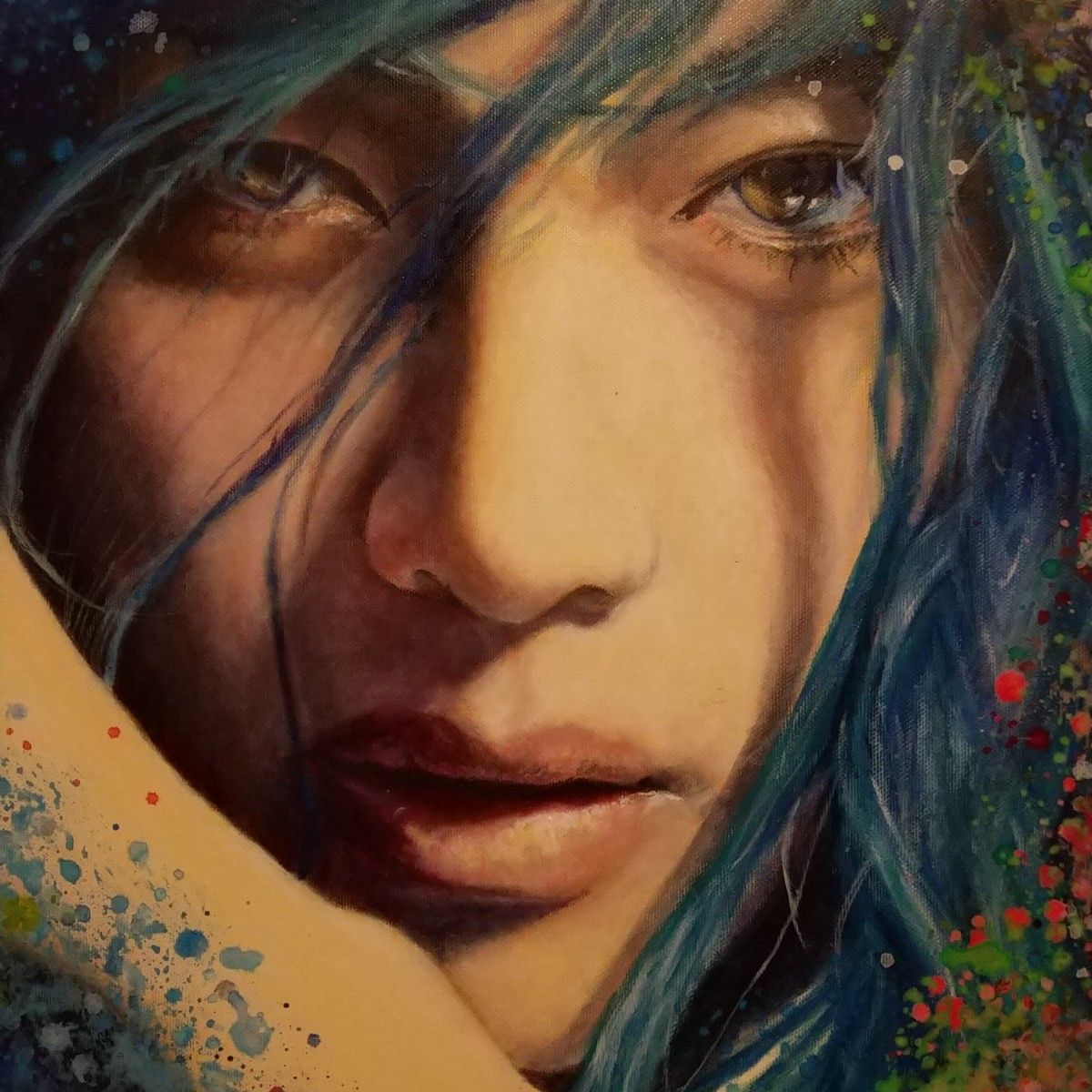 油絵 人物画 10号 F10 額縁付き