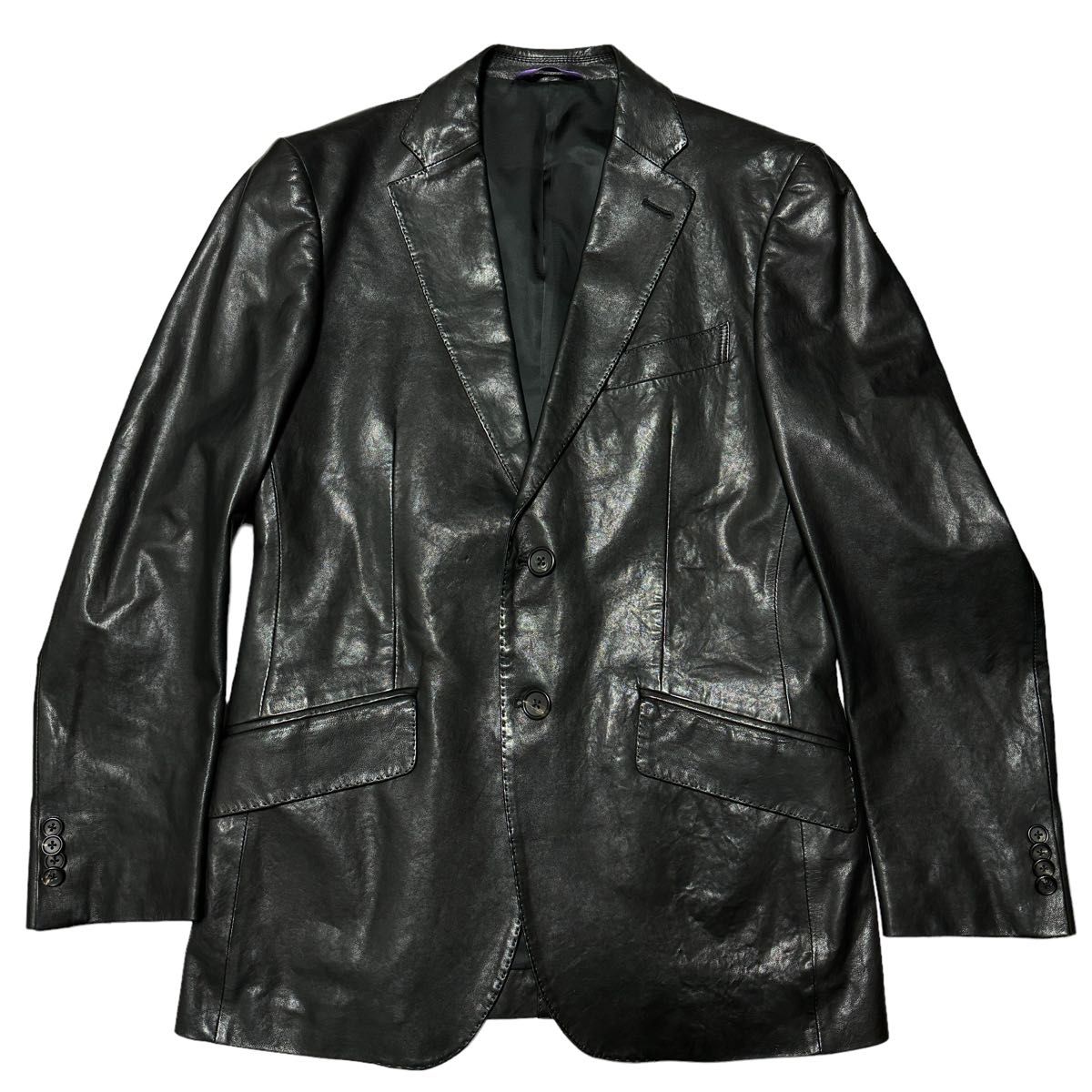 美品ポールスミス ラムレザー トラッカージャケット ブルゾン 羊革 黒