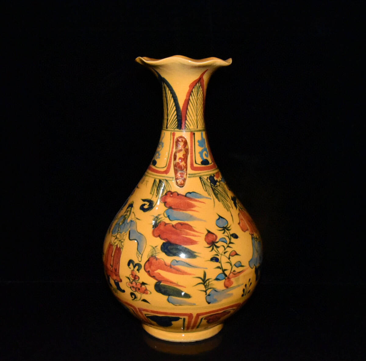 唐銅双耳壺 】 花入/花生 清朝初期 中国古玩 唐銅双耳壺 】 花入/花生