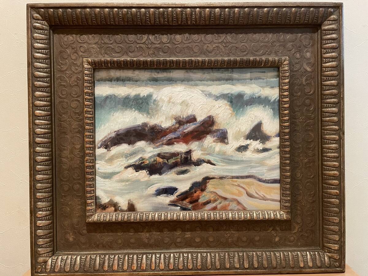 Yahoo!オークション - 真作保証 小山敬三『波濤』油彩6号 サイン・鑑