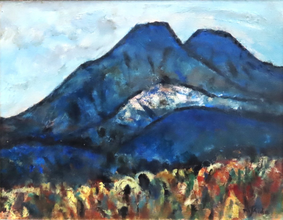 油彩風景画 山岳風景 晩秋