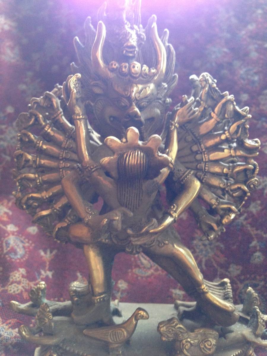 卍チベット密教 И銅製 『大威徳明王（歓喜仏）ヤーマンタカ 』 仏像