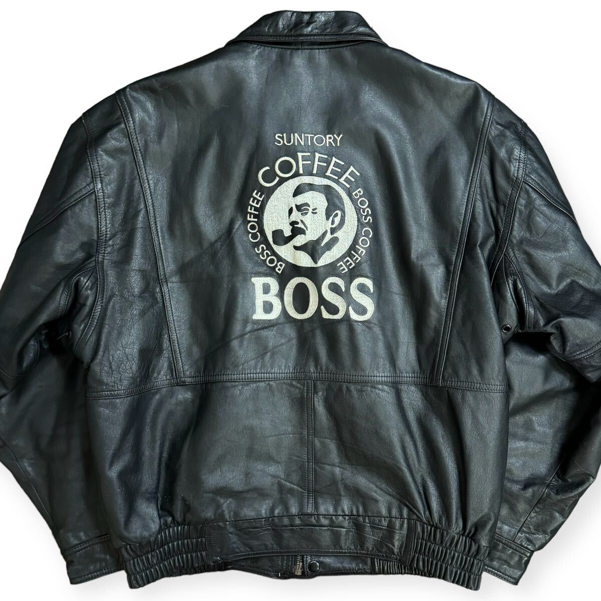 稀少 非売品 SUNTORY BOSS 1994 初代 ボスジャン 90sバックロゴ レザー