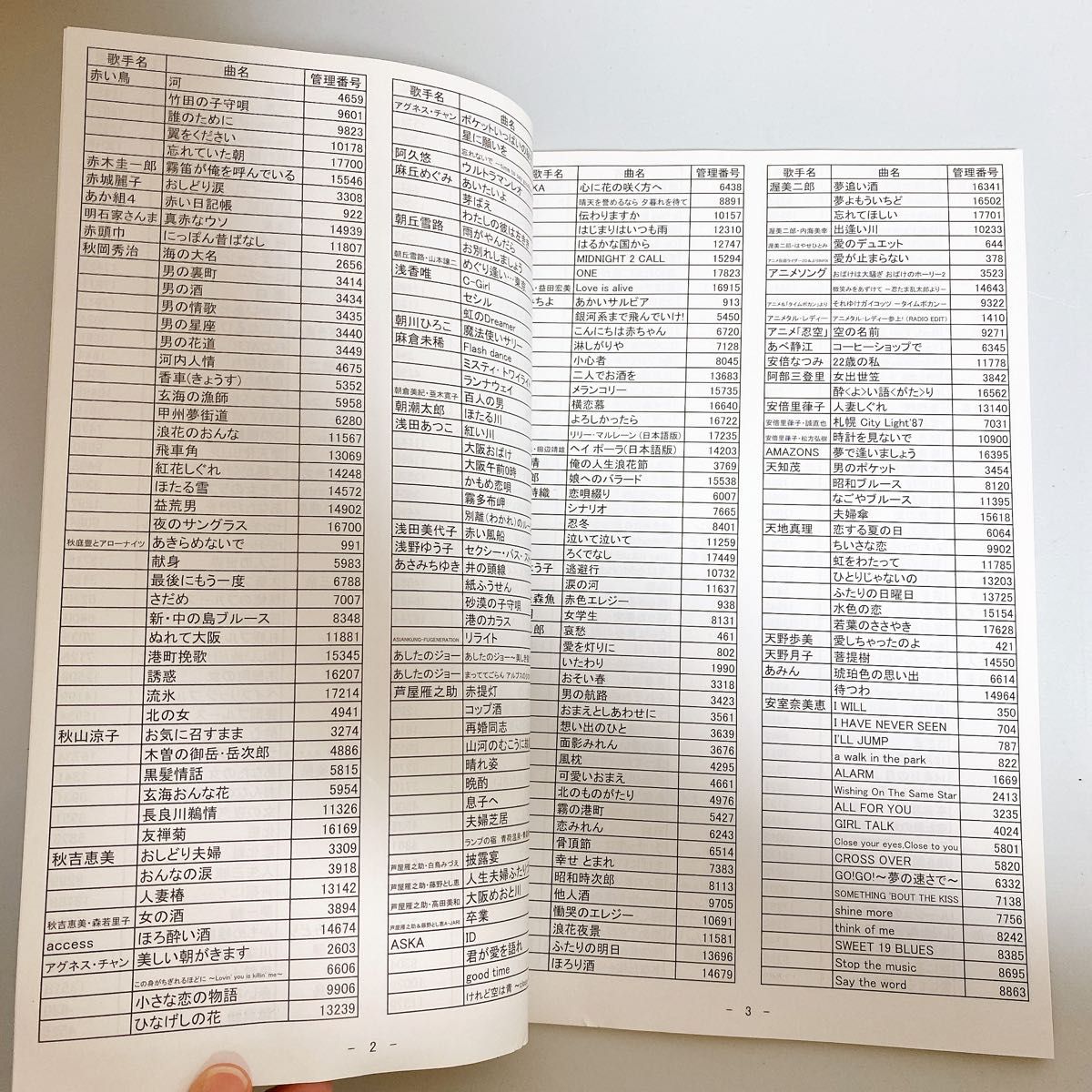 カラオケ1番 一番 3000曲追加曲カートリッジA 曲リスト冊子 yk3008