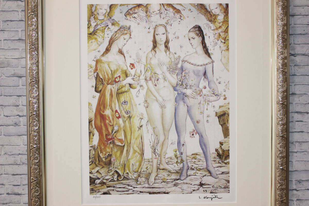 藤田嗣治 エスタンプリトグラフ「カフェ」 100部限定 6/100 藤田嗣治