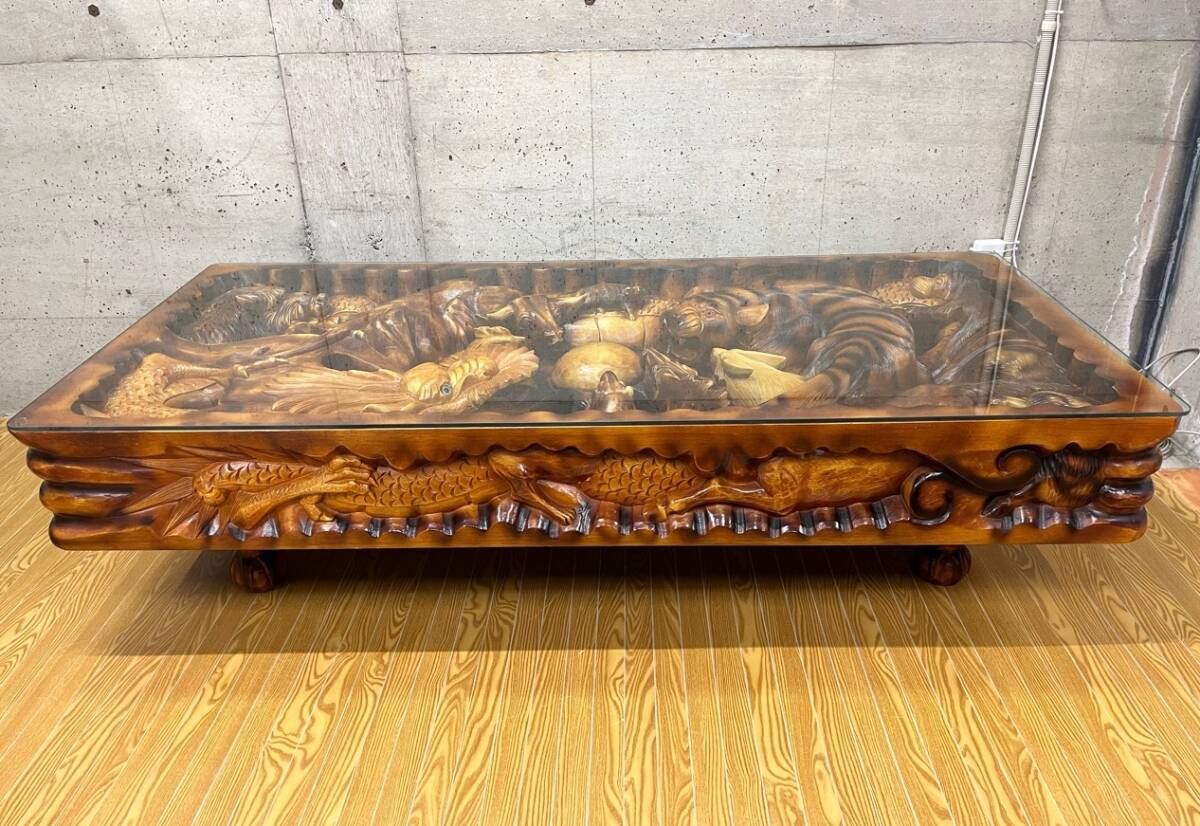 木彫 彫刻 座卓 一枚板 テーブル