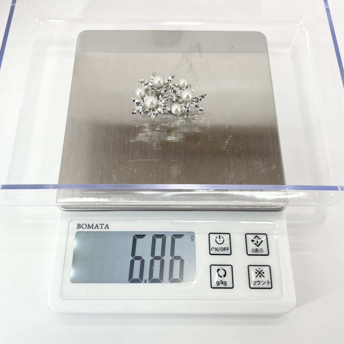 MIKIMOTO(ミキモト) ブローチ シルバー パール 真珠 雪 結晶