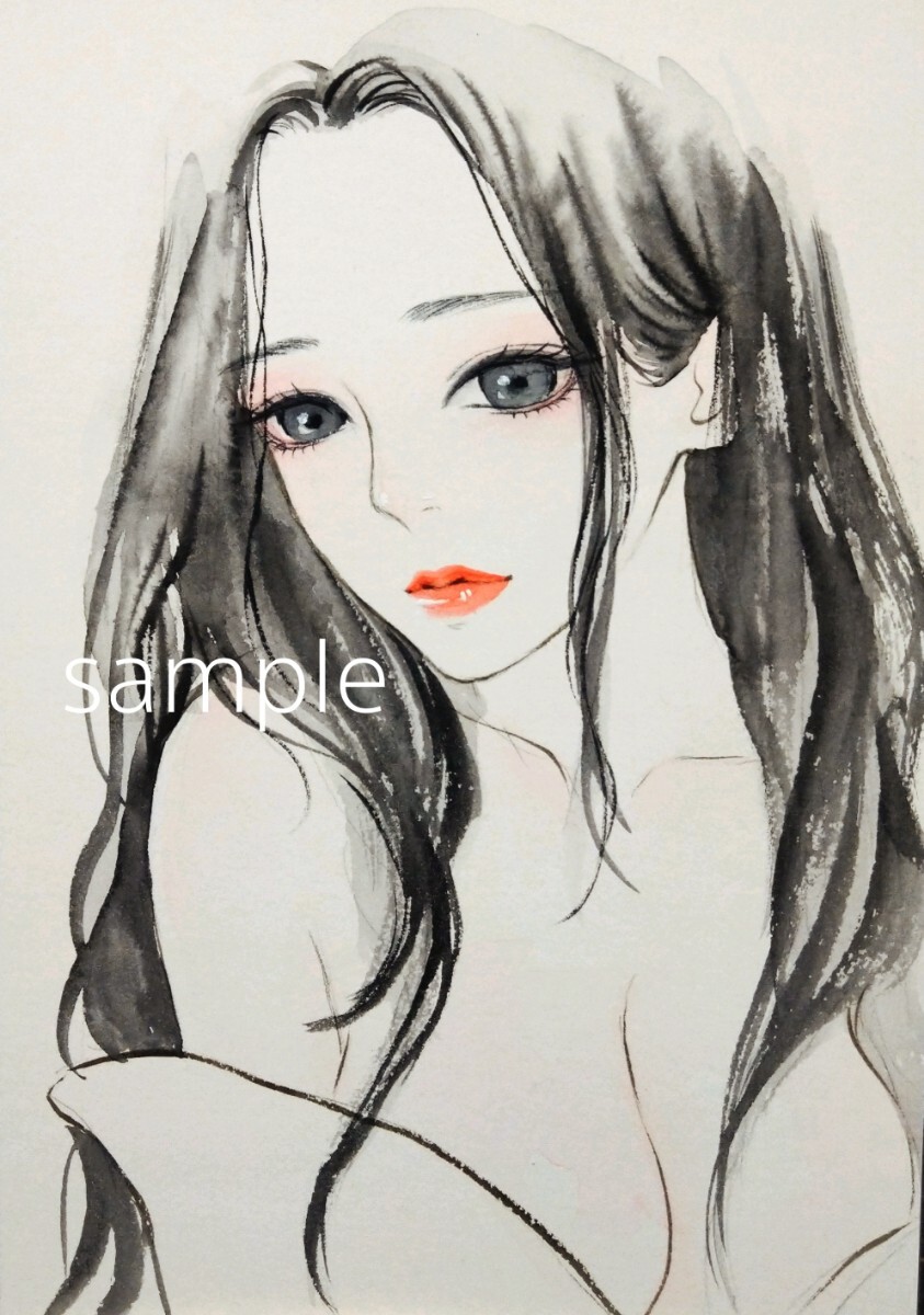 23816/A 肉筆原画 水彩画 ドローイング 手描きイラスト 美人画