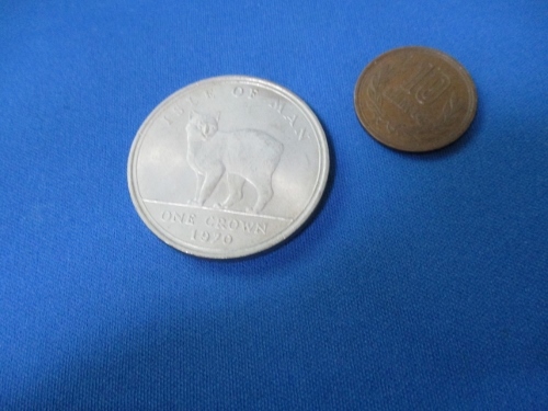 イギリス王室属領 マン島 マンクス猫さんの1クラウン白銅貨 1970年