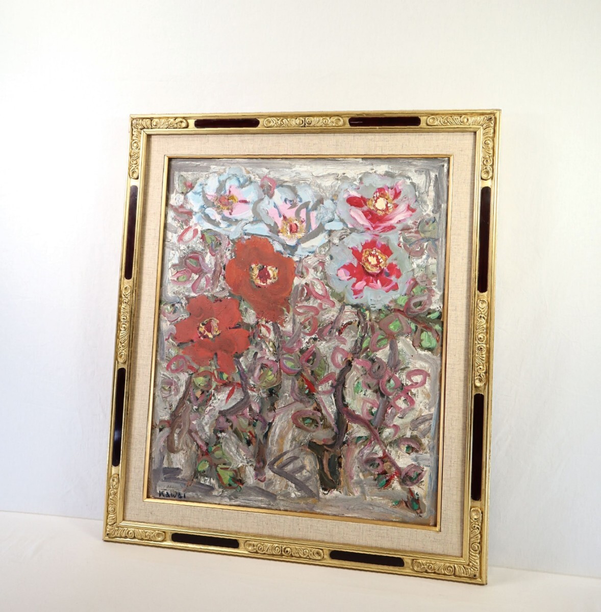 Yahoo!オークション - 真作 河井達海 傑作 油彩「牡丹」画寸 F20 岡山