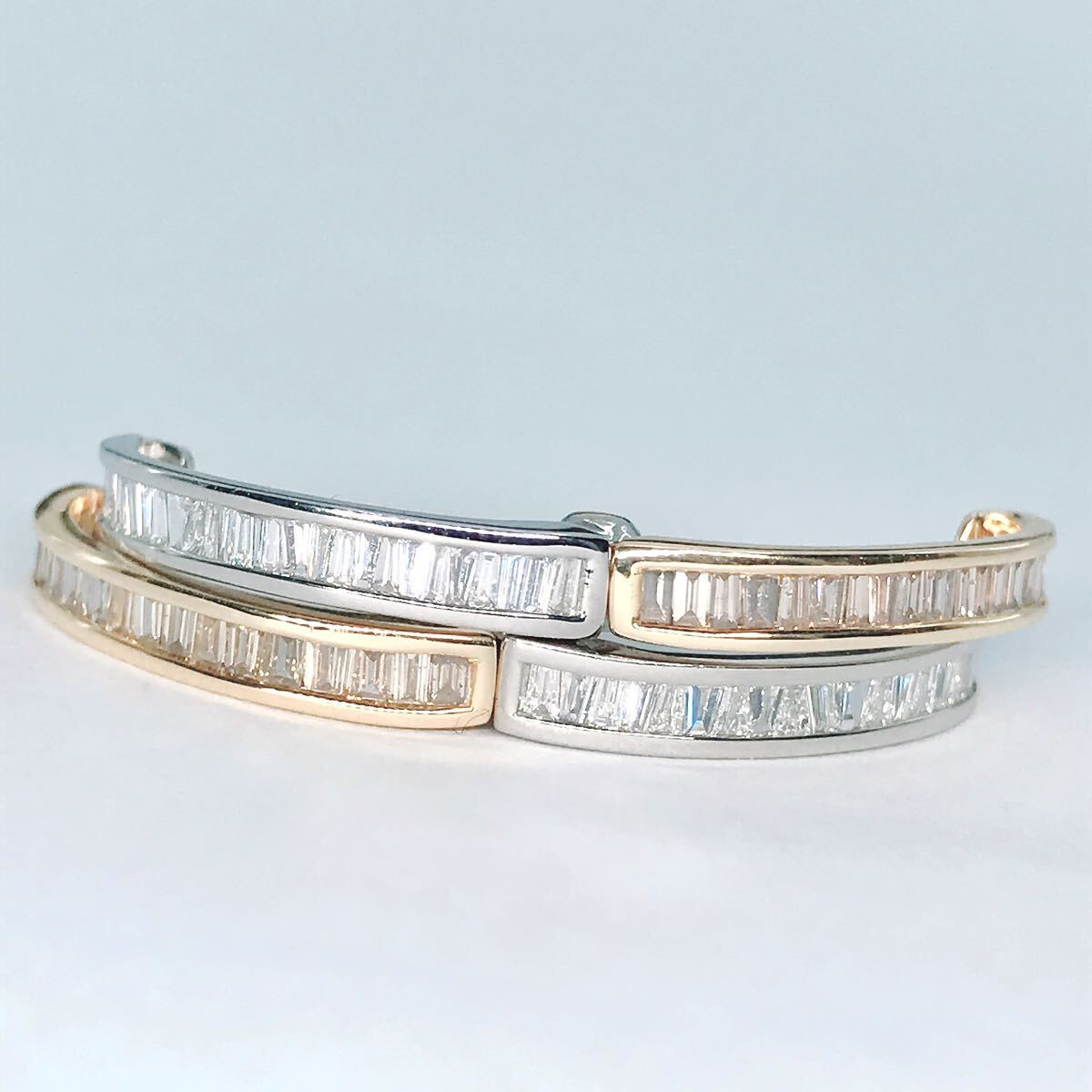 0 90ct GSTV ダイヤモンド ピアリング K18 PT950 エタニティ テーパー