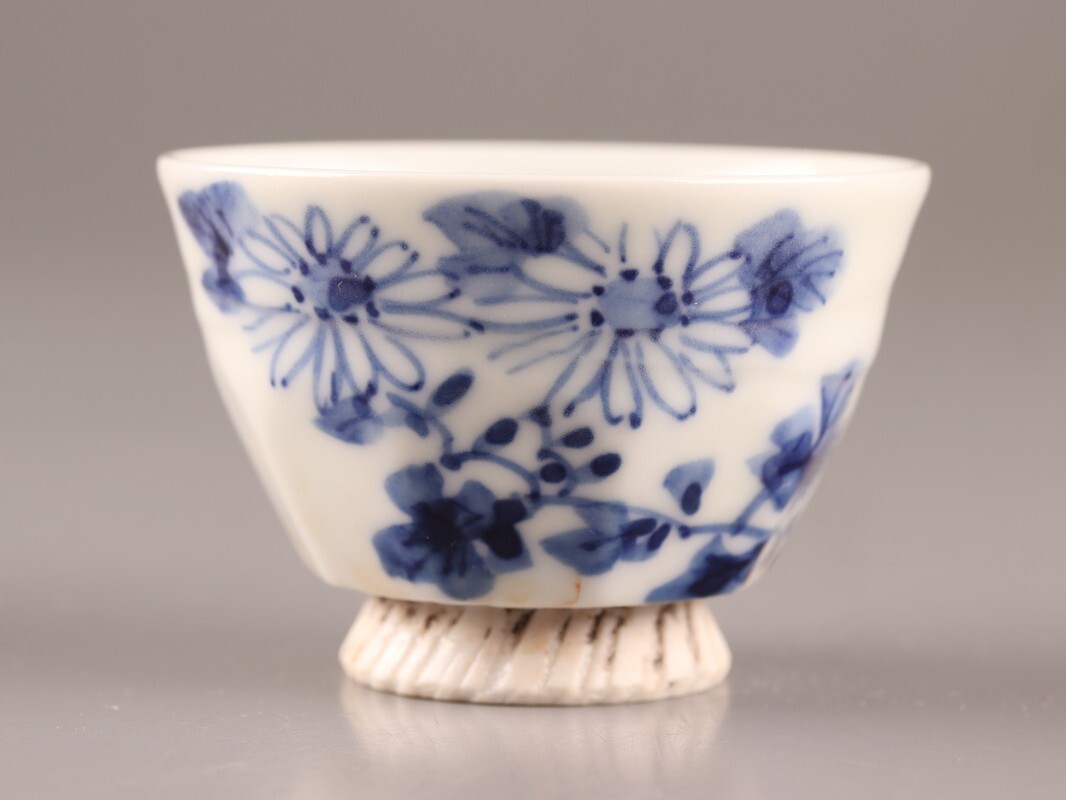 中国古美術 清朝染付け茶碗 茶道具 染付け MT-6 中国古美術 清朝染付け