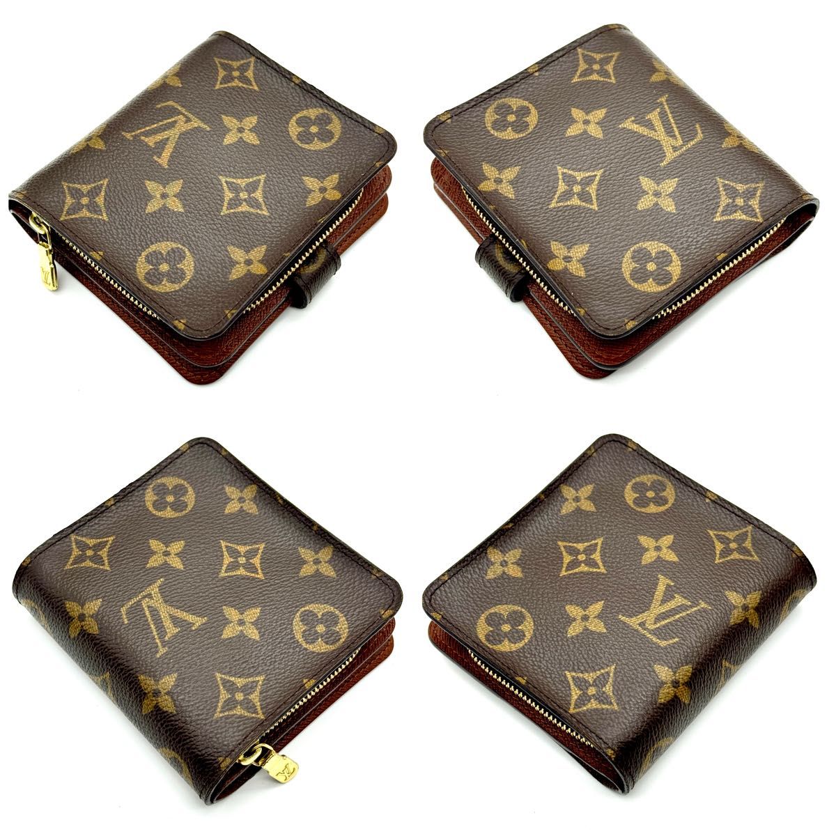 最上級美品ルイヴィトン モノグラム コンパクトジップ 二つ折り財布