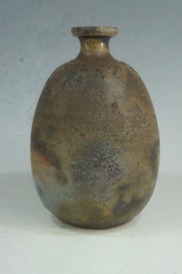 人間国宝伊勢崎淳 備前徳利花生 共箱入