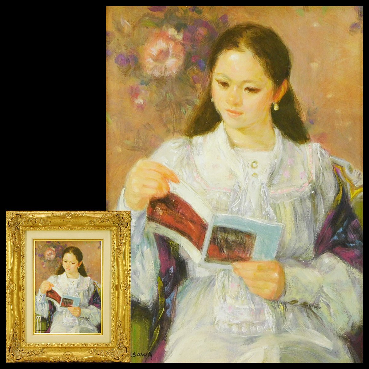 柳沢淑郎 【少女】 油彩 4号