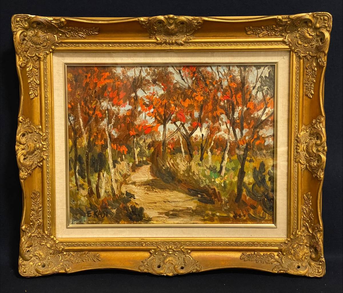 人気 油絵 入江 油彩画 入江の風景 作者不明 サイン有り 入江の風景