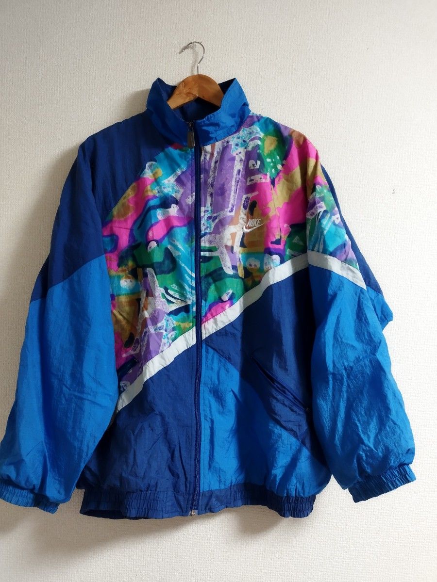 超美品 NIKE ナイキ 銀タグ 総柄 80s 刺繍ロゴ マルチカラー アート