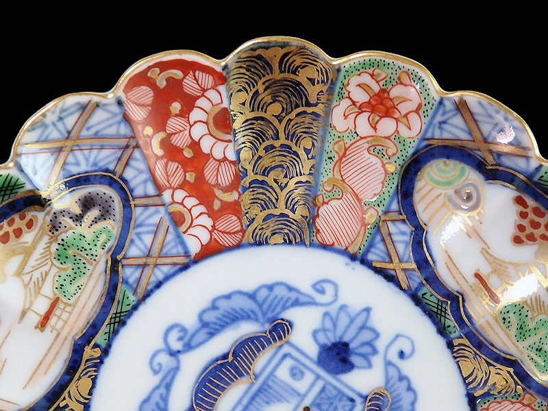 ☆華心☆ COe-D174mS 大聖寺伊万里 金襴手 紋章に菊花皿 5寸