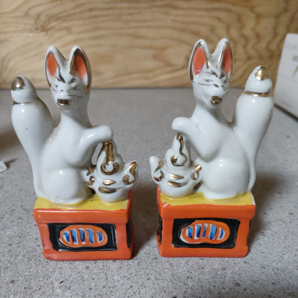 陶器製 色絵金彩 お稲荷さん 狐 3点まとめて M R8593 【公式通販】