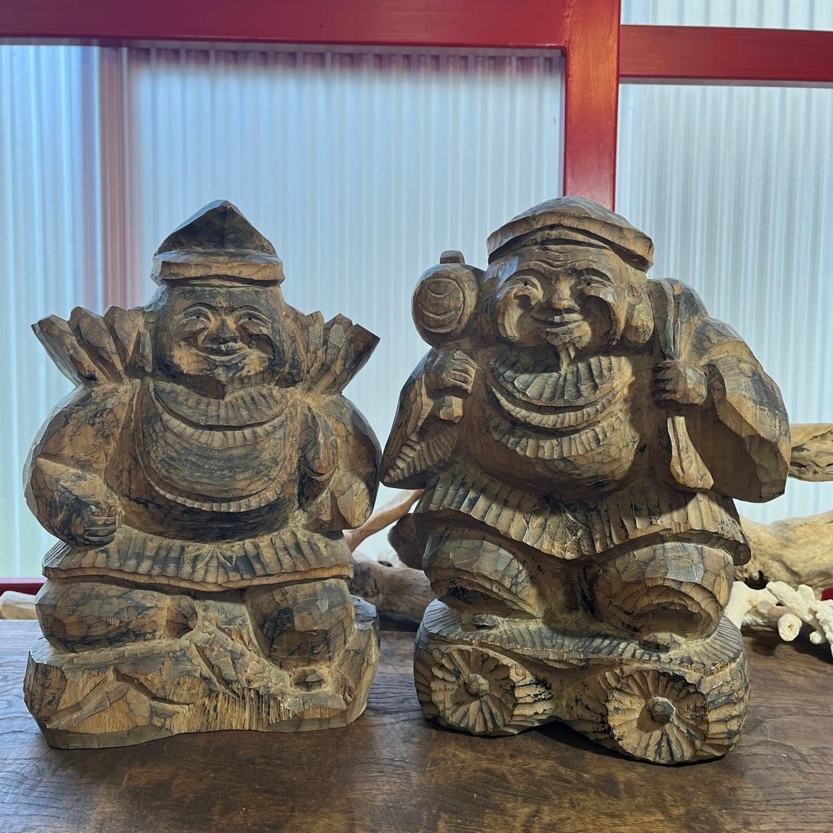骨董／木彫り／七福神置物／大黒天／大黒様／アンティーク