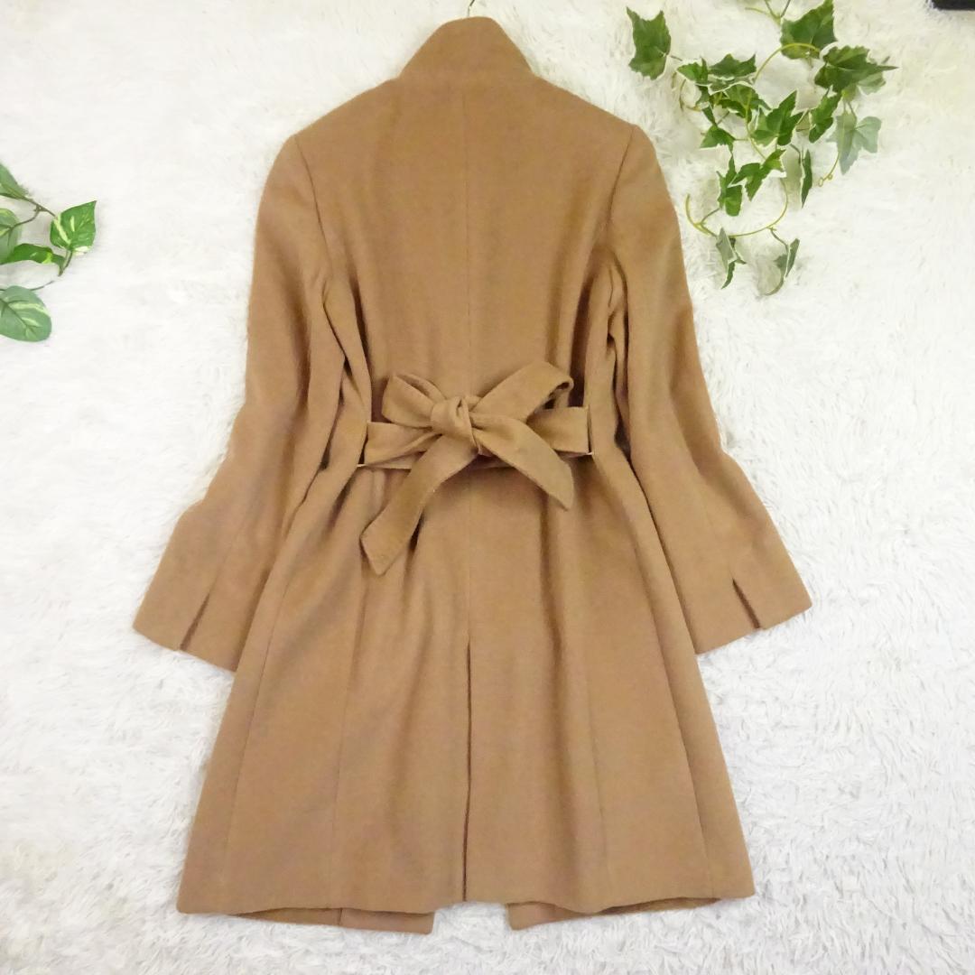 23区 ベルテッドコート ロングコート アンゴラ混 女優襟 ロング丈
