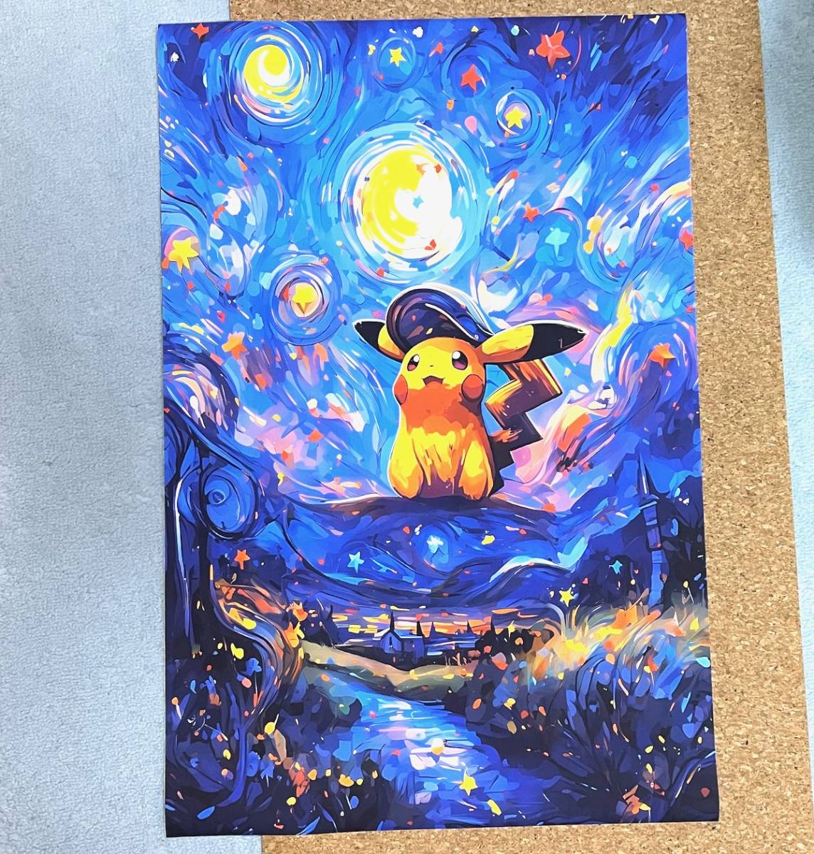 ピカチュウ 星月夜 ゴッホ展 60cm x 40cm ポスター タペストリー