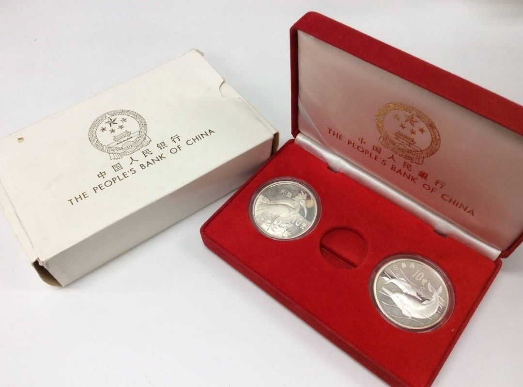 中国人民銀行 1988年 10元 希少野生動物 朱鷺 イルカ 記念銀貨｜Yahoo