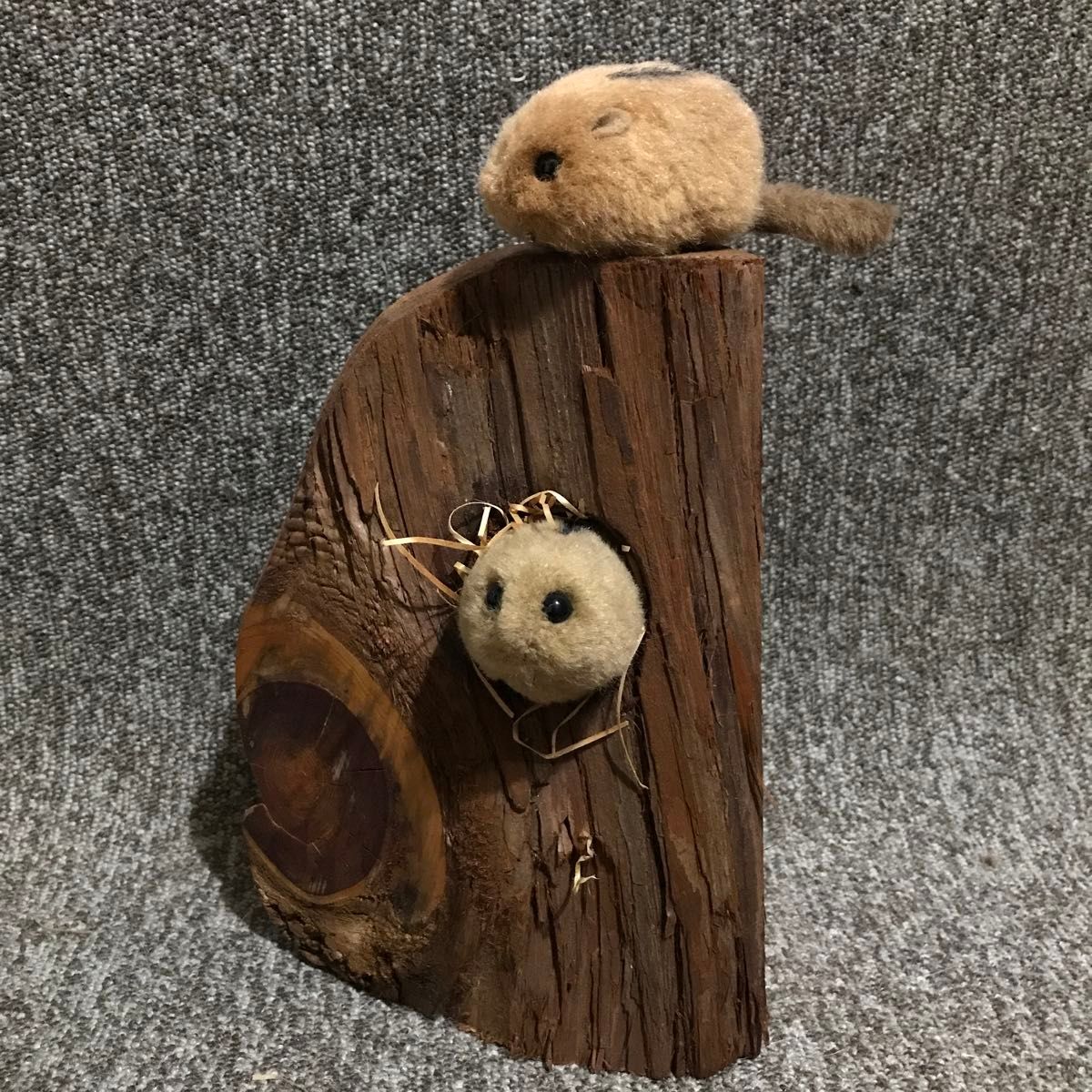 やまね工房落合けいこきつねの赤ちゃん寝そべりぬいぐるみ中古品紙タグ付