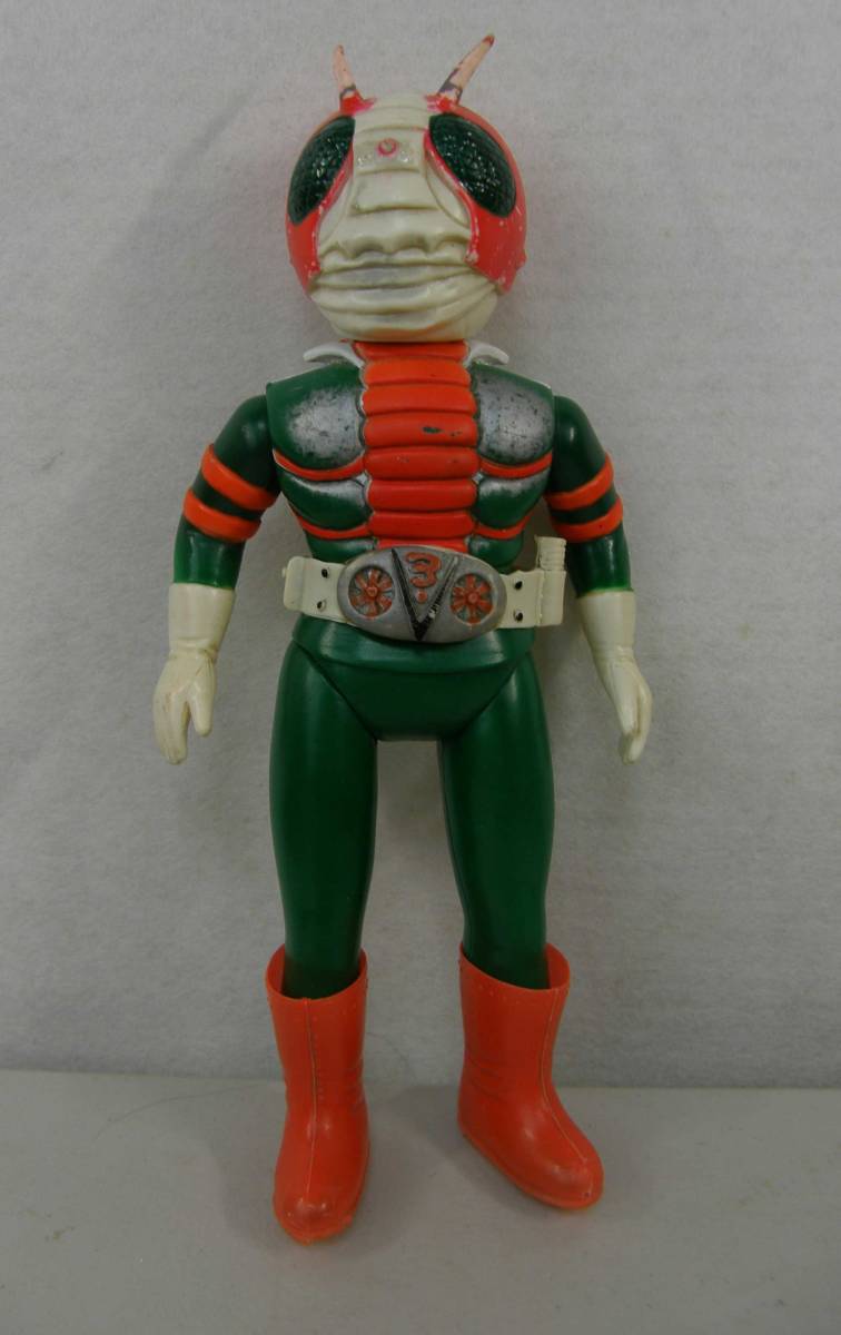 当時物 旧バンダイ 仮面ライダーV3 ソフビ 面取れ ブルマァク マルサン