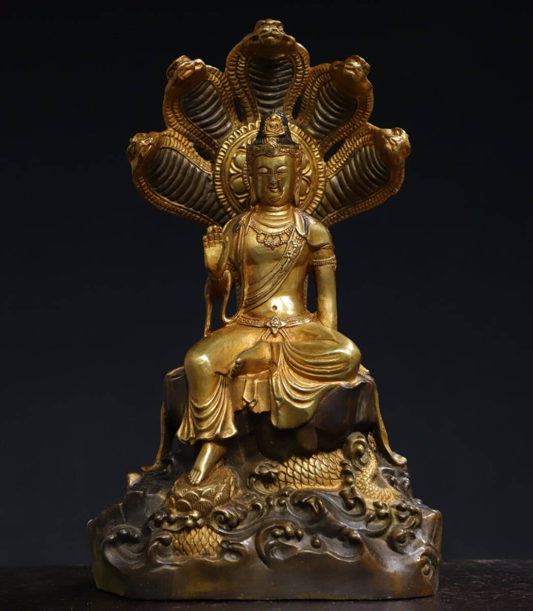 仏像 中國 大明永楽年施 銅拓金 観音菩薩 仏教古美術 供養品