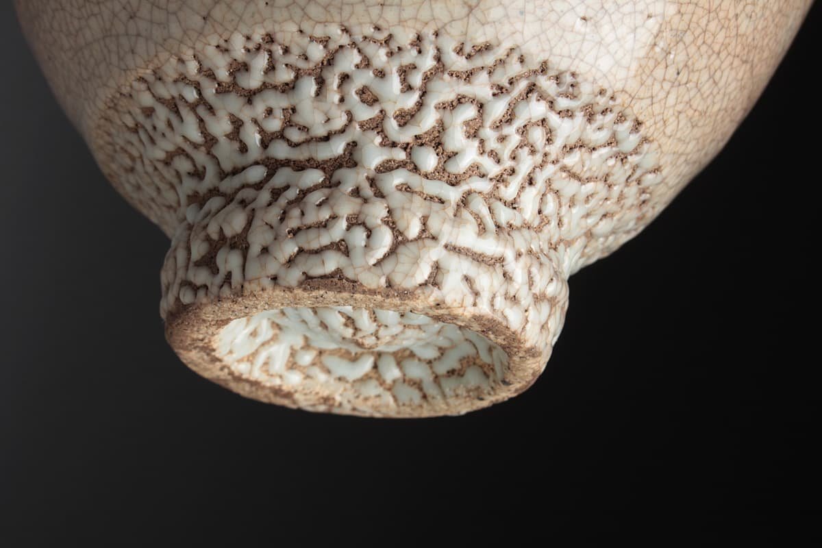 韓国人間国宝 李朝七代白山 金正玉作 嶺南窯 茶碗 共箱