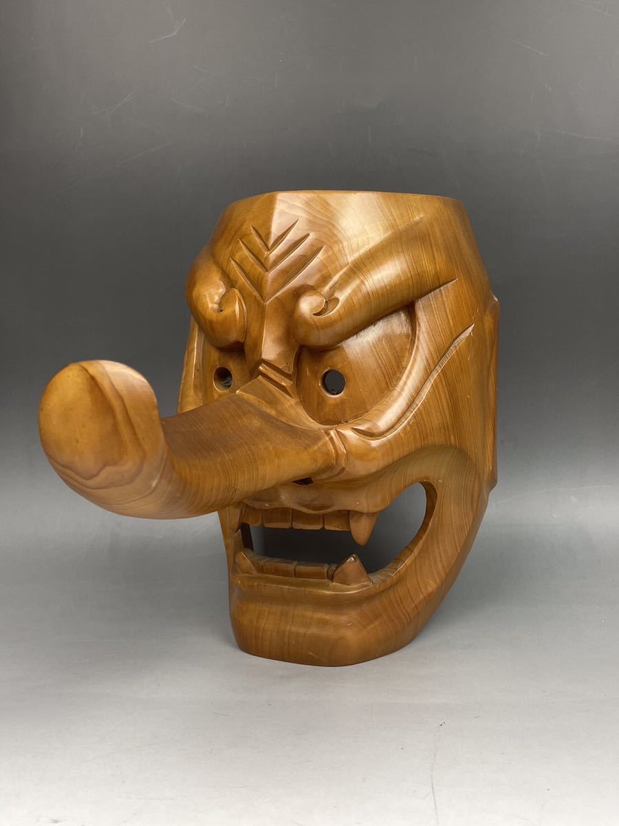 神楽面 能面 長い髪付き 猿田彦 天狗 天狗 天狗面 猿田彦 神楽面 お面